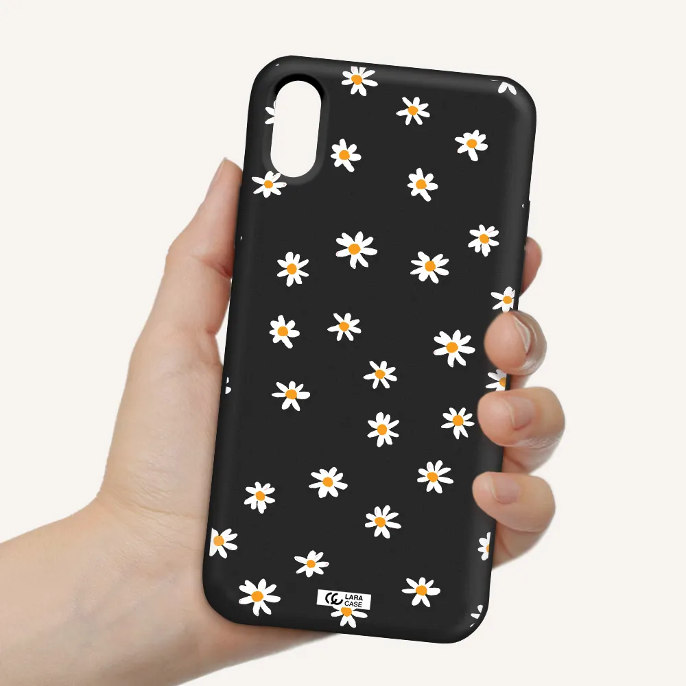 a white background with orange dots Apple iPhone X Silicone black Case