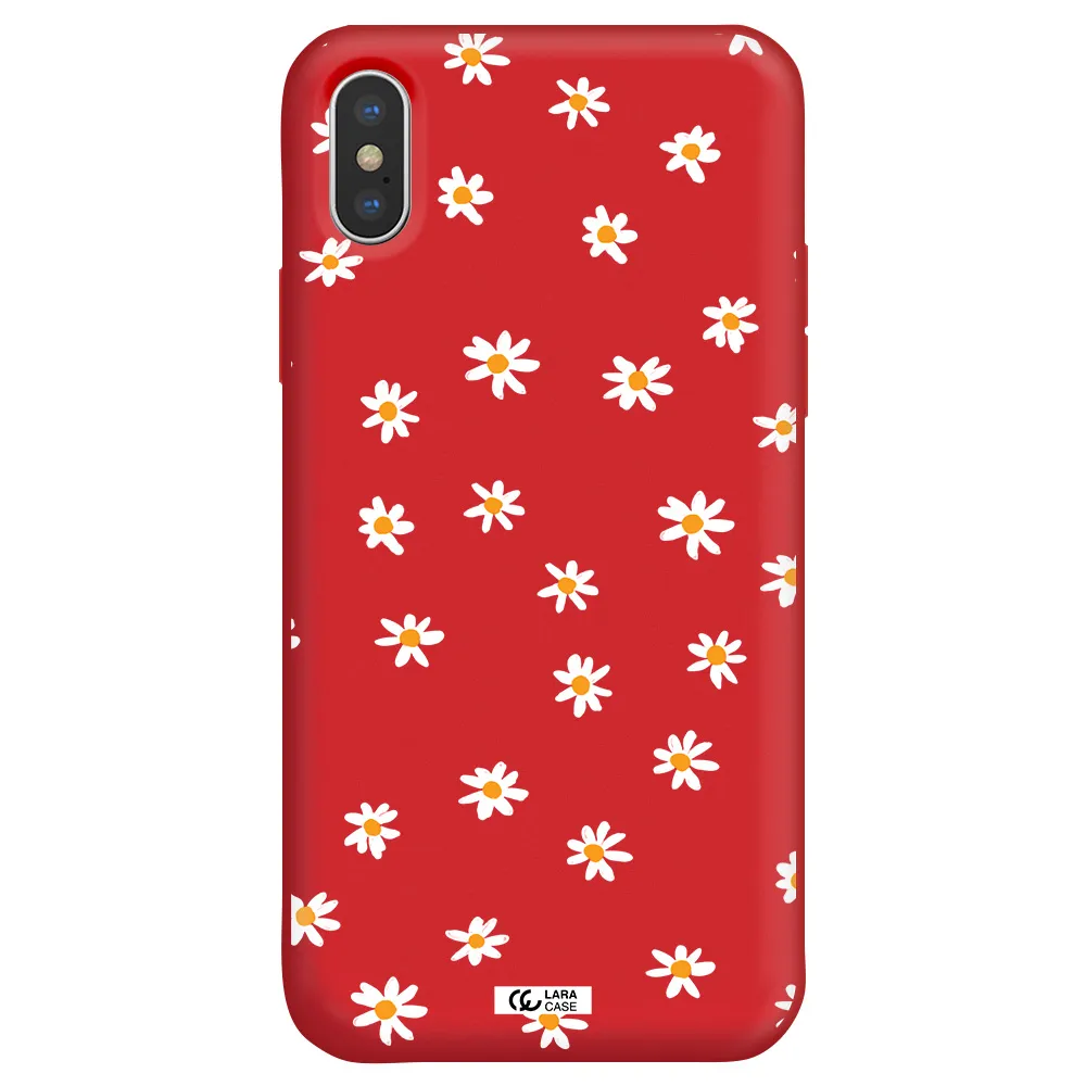 a white background with orange dots Apple iPhone X Silicone Imperial Red Case