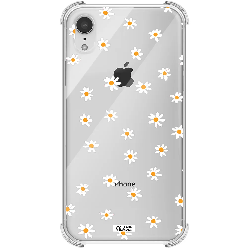 a white background with orange dots Apple iPhone XR Clear PC Case