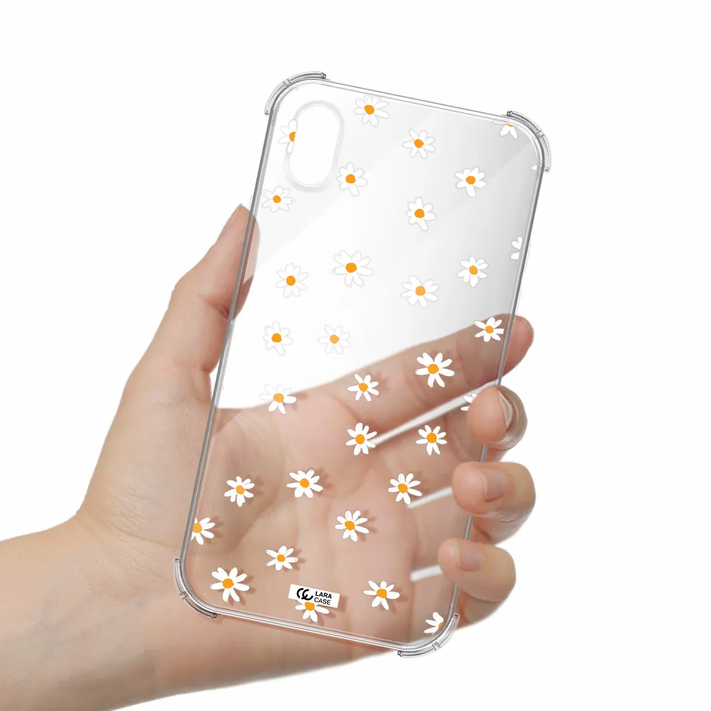 a white background with orange dots Apple iPhone XR Clear PC Case