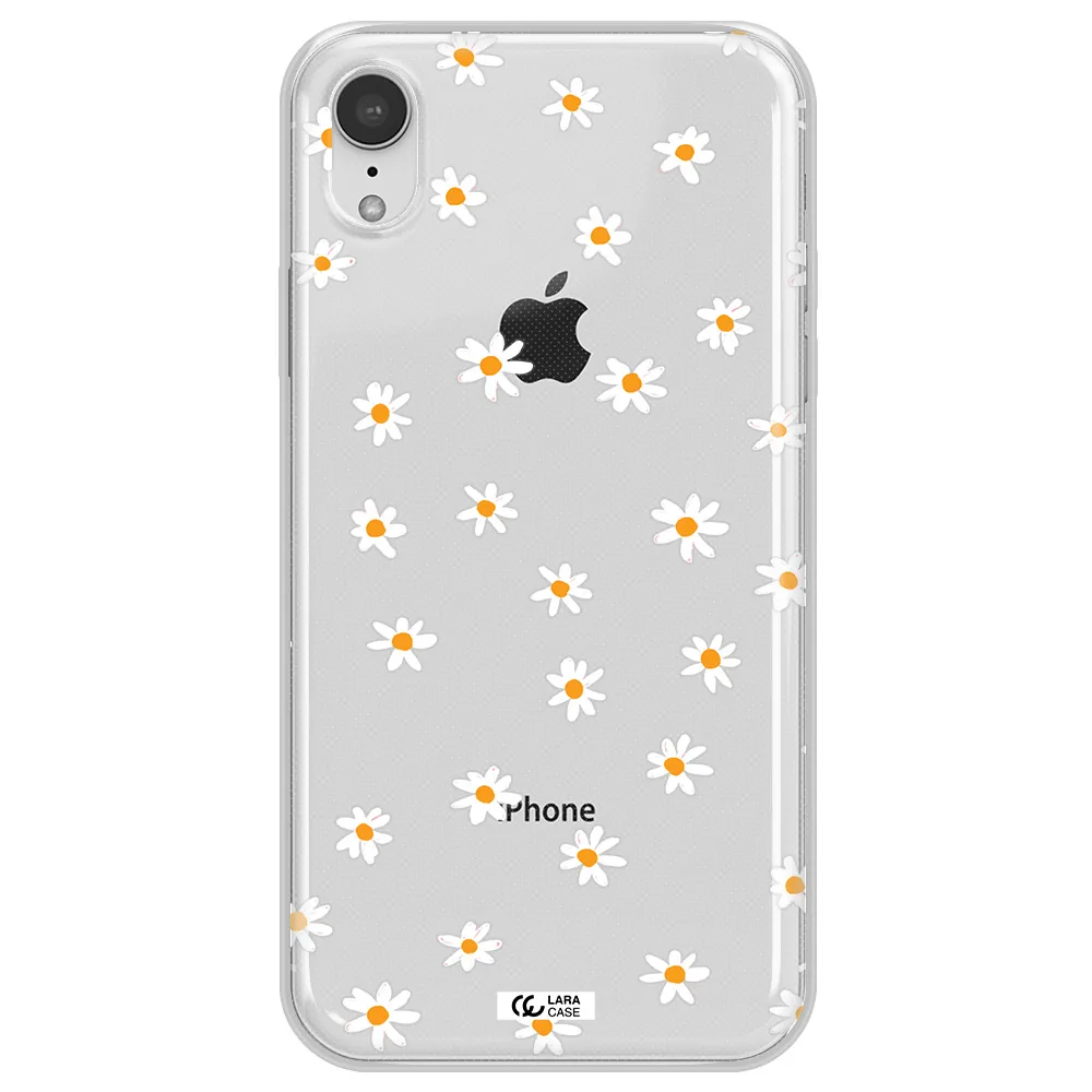 a white background with orange dots Apple iPhone XR Clear TPU Case