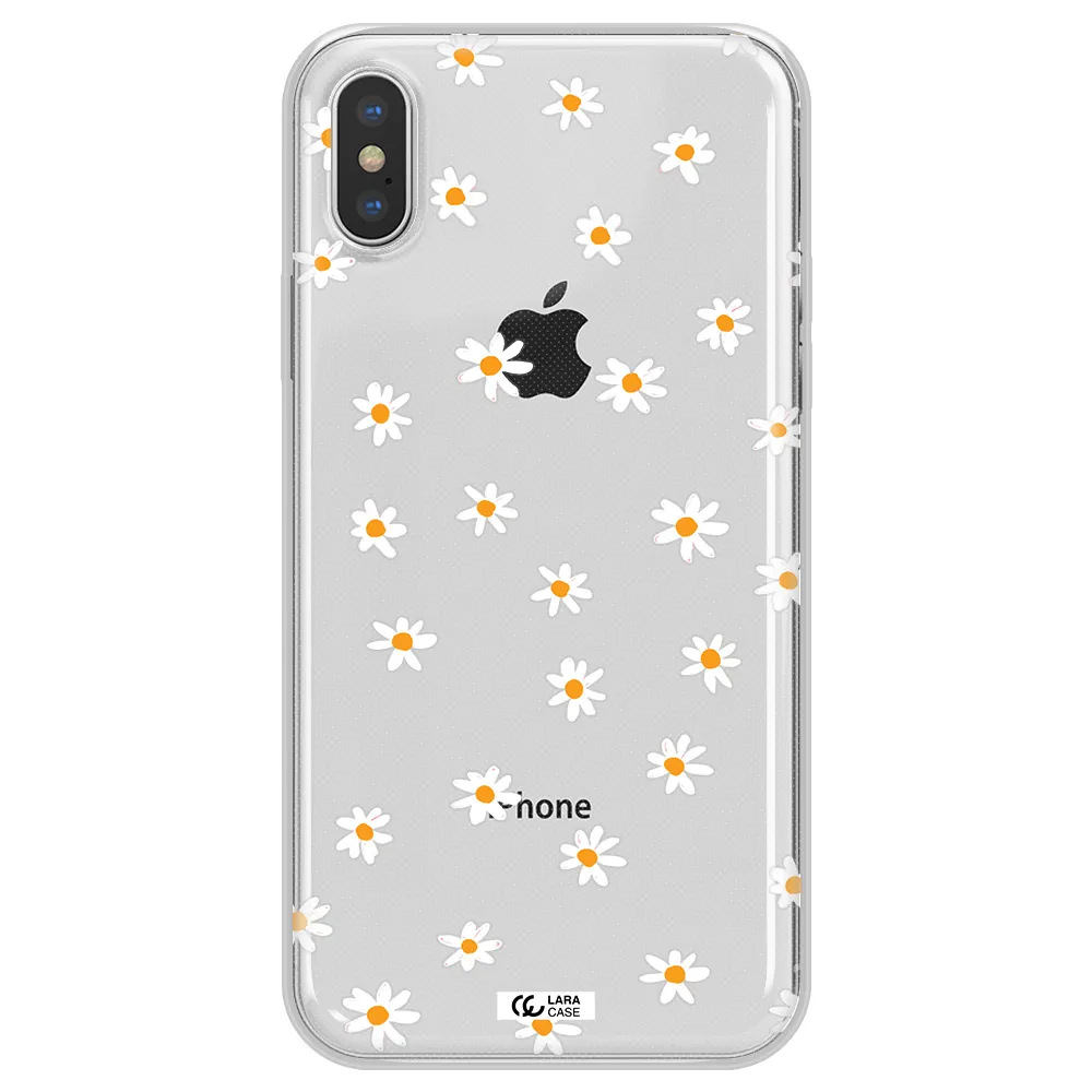a white background with orange dots Apple iPhone XS Clear TPU Case
