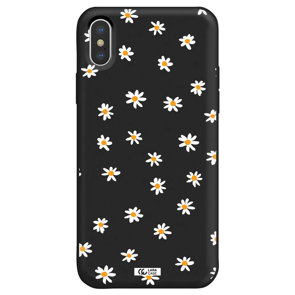 a white background with orange dots Apple iPhone XS Silicone black Case