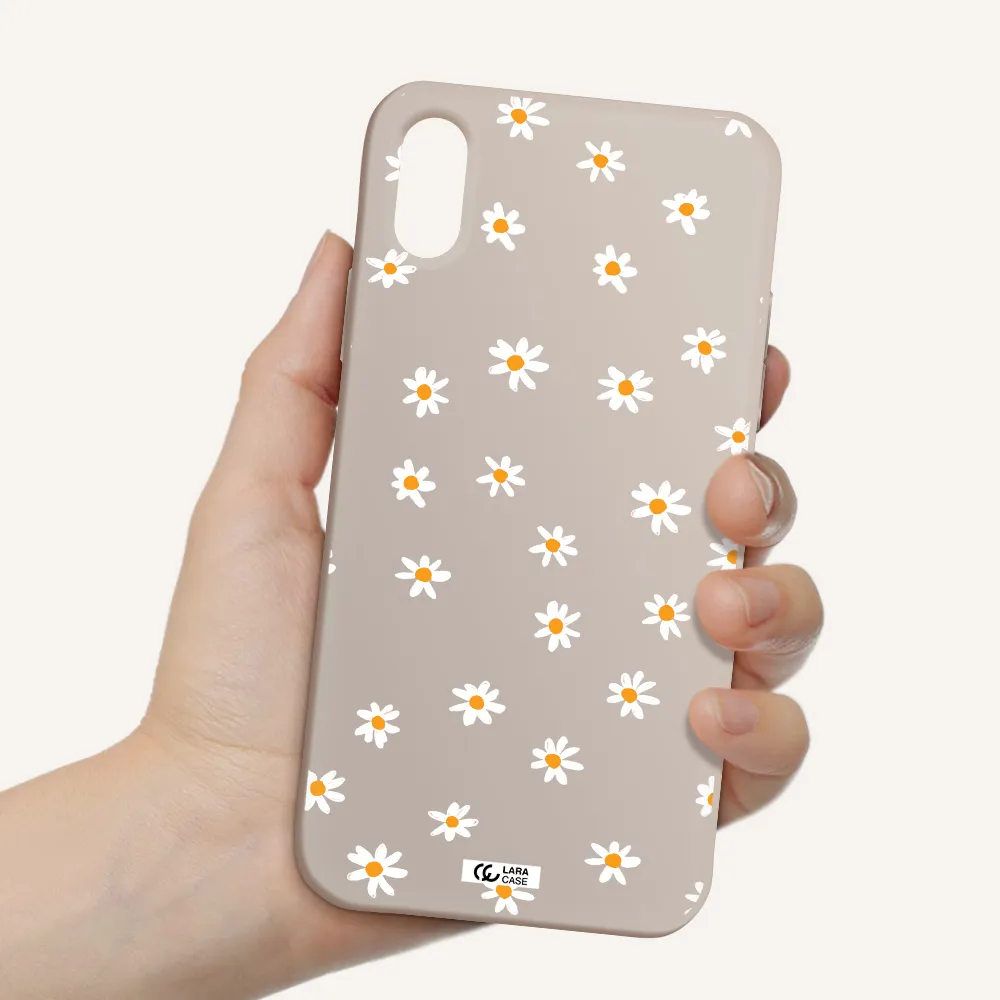 a white background with orange dots Apple iPhone XS Silicone Stone Case