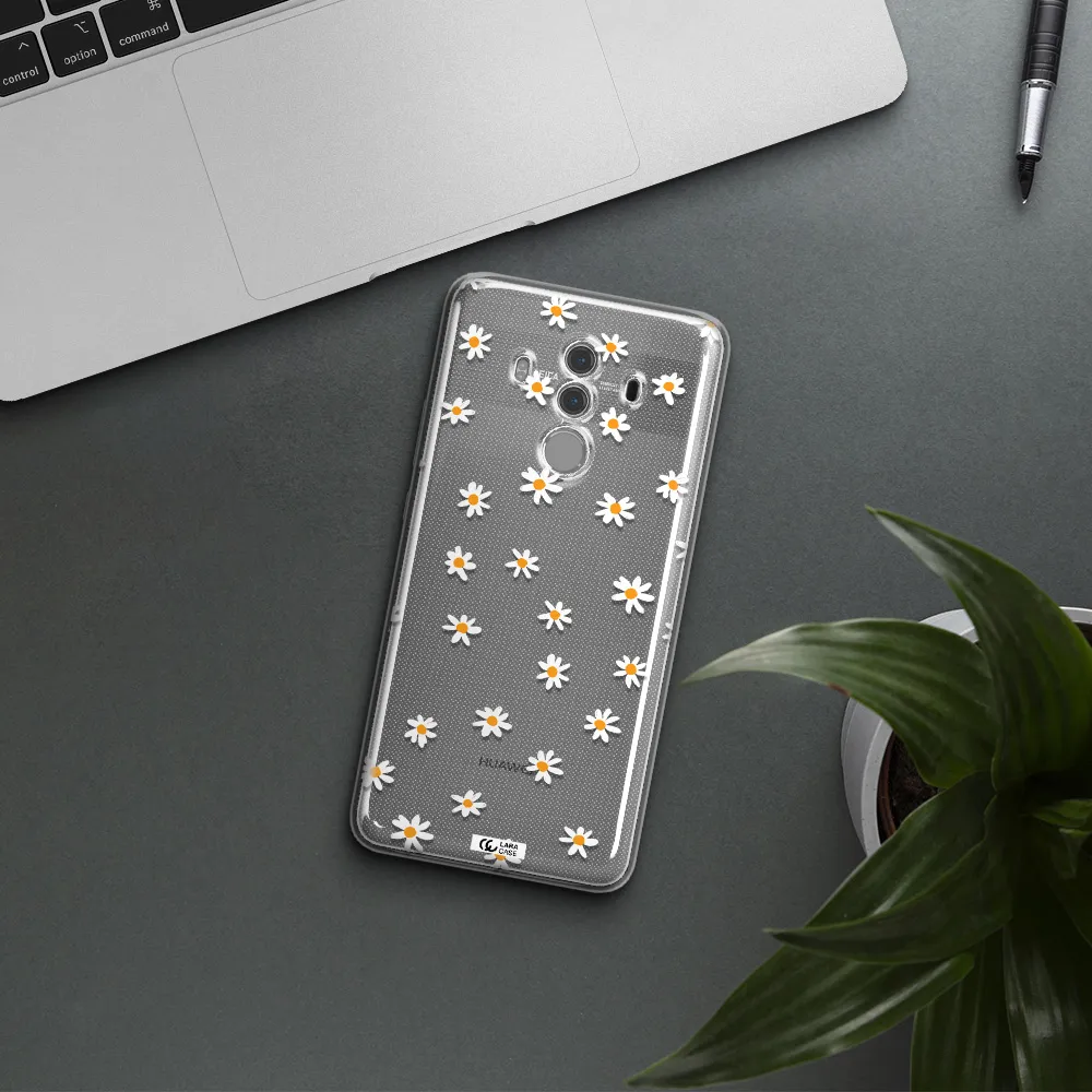 a white background with orange dots Huawei Mate 10 Pro Clear TPU Case