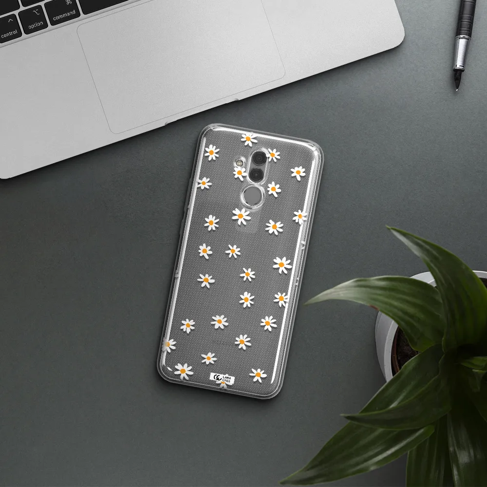 a white background with orange dots Huawei Mate 20 Lite Clear TPU Case