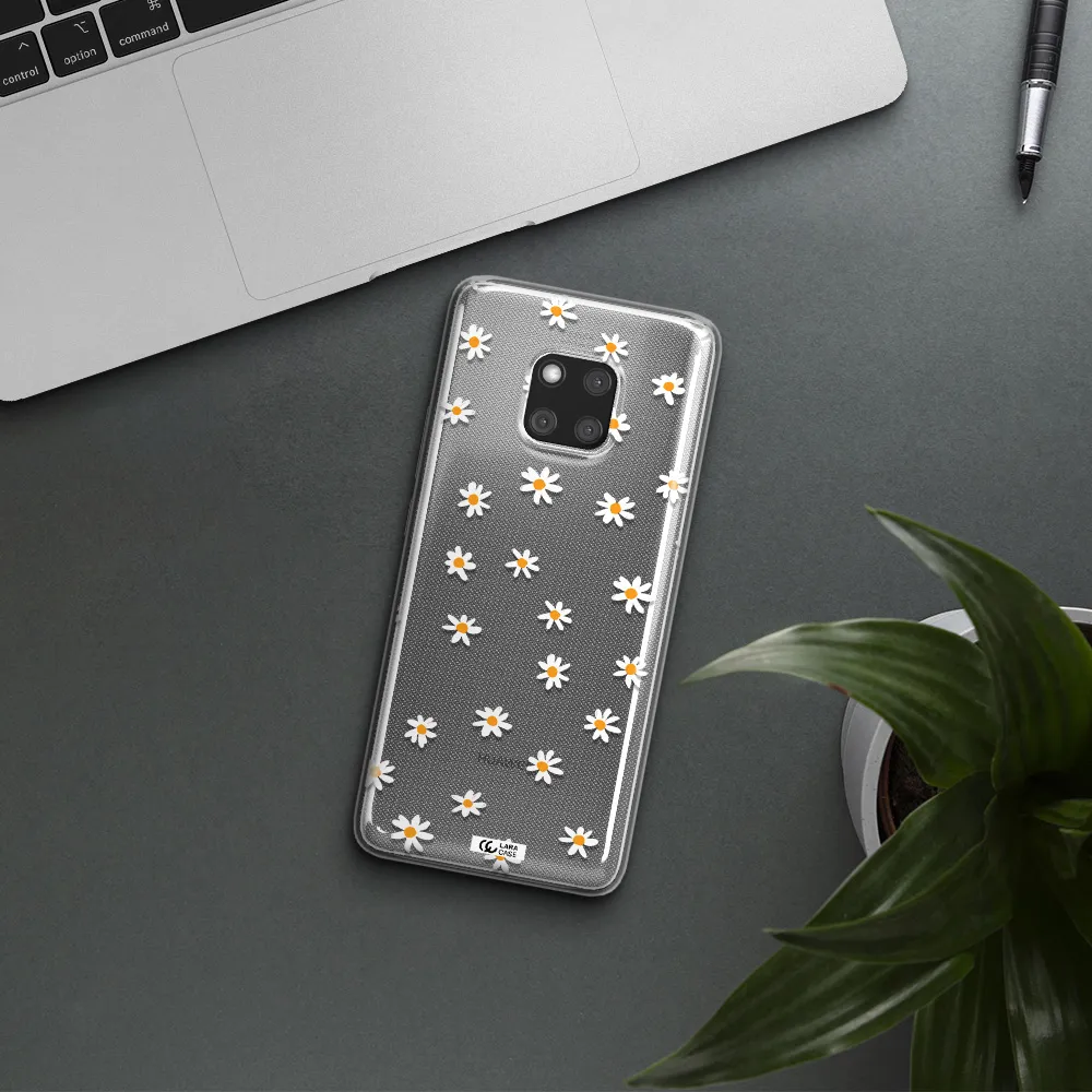 a white background with orange dots Huawei Mate 20 Pro Clear TPU Case