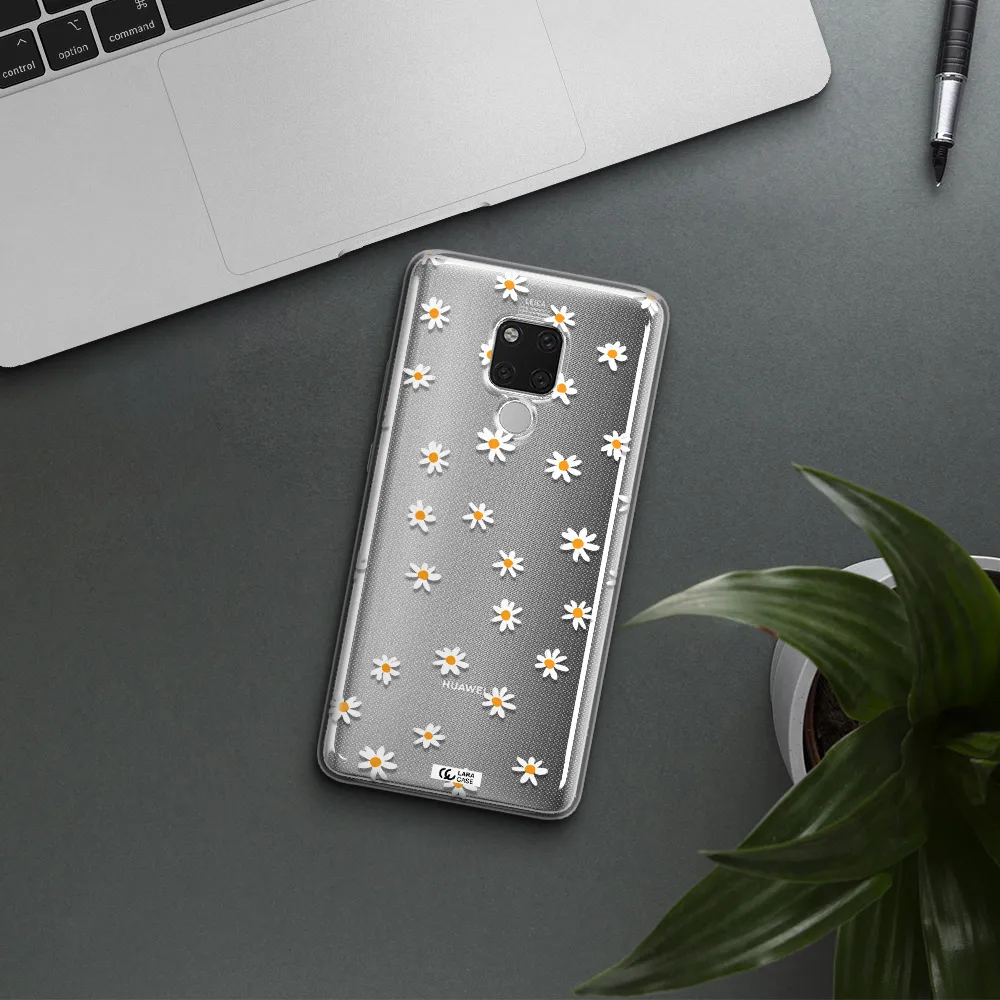a white background with orange dots Huawei Mate 20X Clear TPU Case