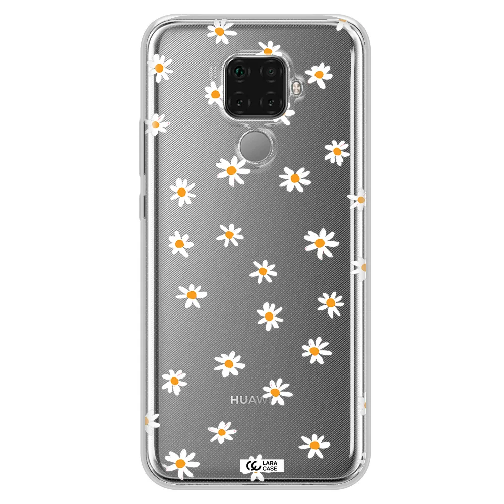 a white background with orange dots Huawei Mate 30 Lite Clear TPU Case