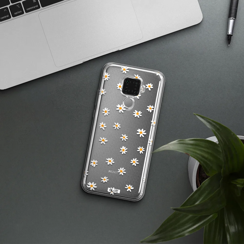 a white background with orange dots Huawei Mate 30 Lite Clear TPU Case