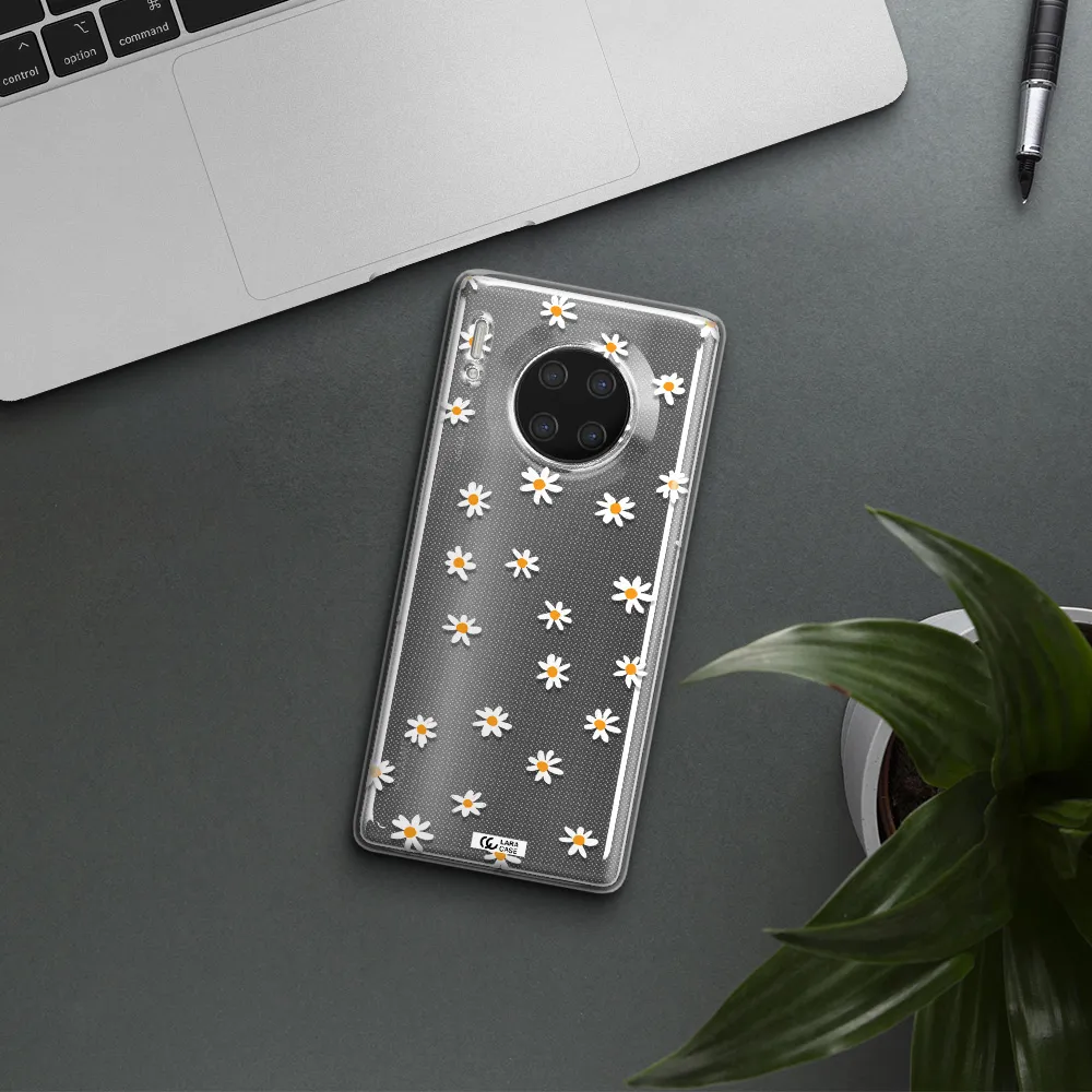 a white background with orange dots Huawei Mate 30 Pro Clear TPU Case