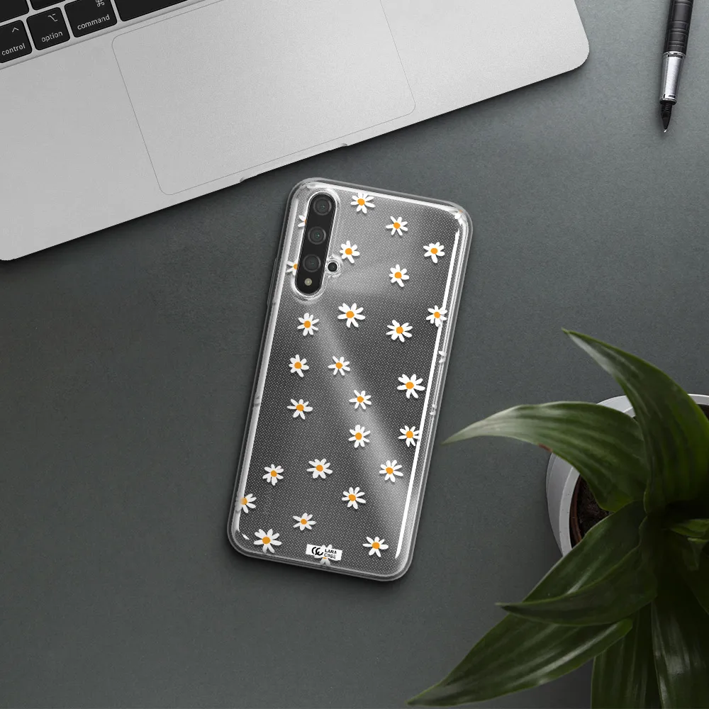 a white background with orange dots Huawei Nova 5t Clear TPU Case