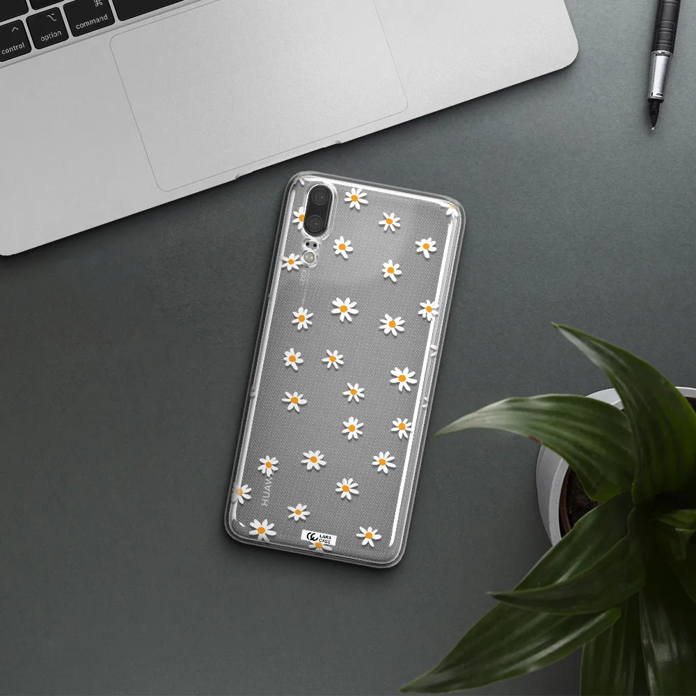 a white background with orange dots Huawei P20 Clear TPU Case