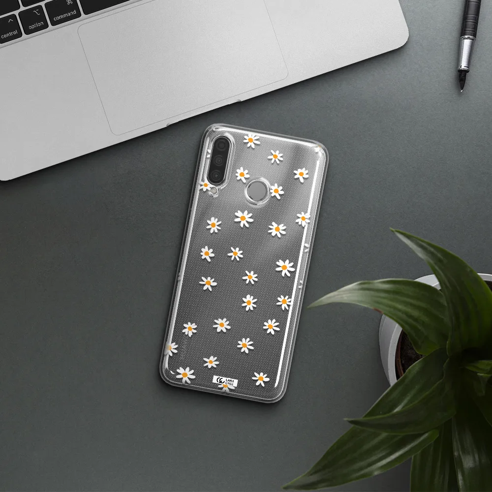 a white background with orange dots Huawei P30 Lite Clear TPU Case
