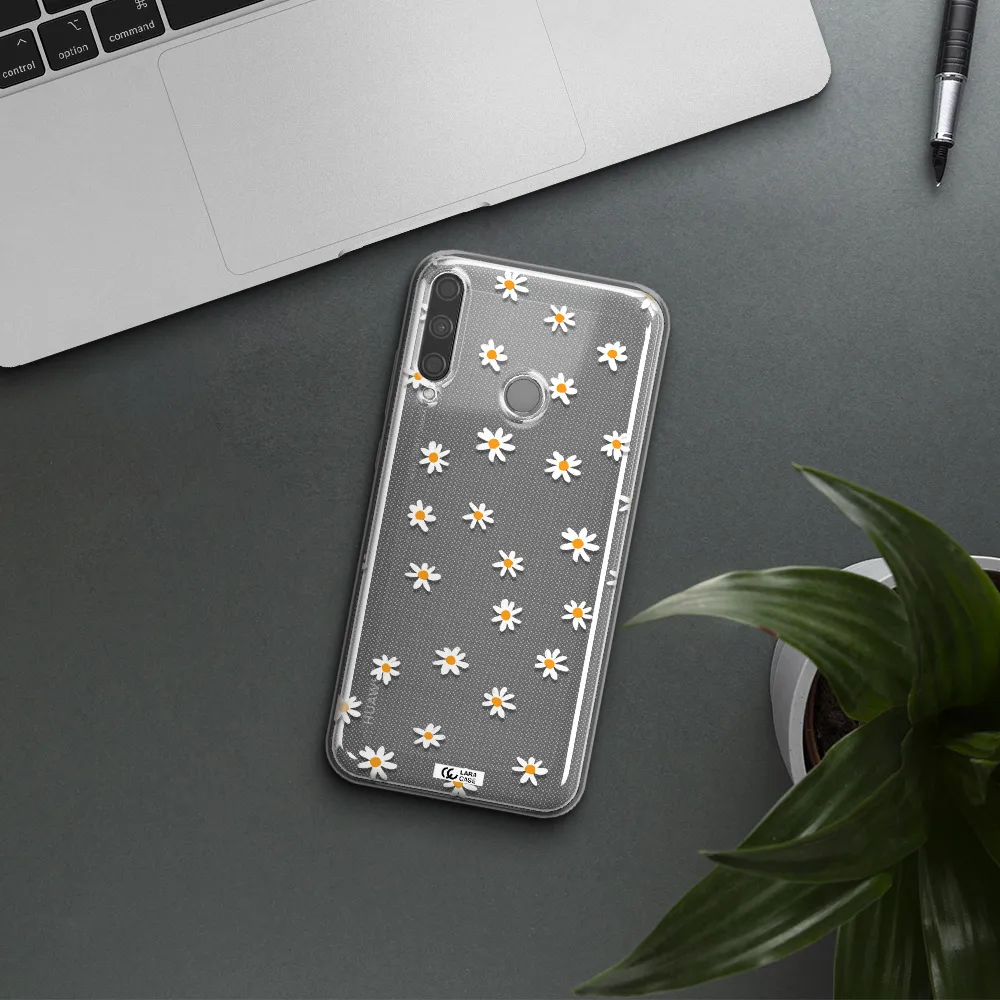 a white background with orange dots Huawei P40 Lite E Clear TPU Case