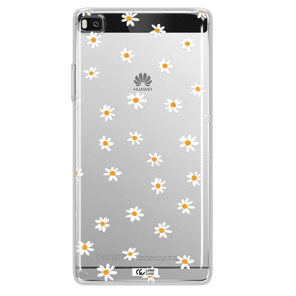 a white background with orange dots Huawei P8 Clear TPU Case