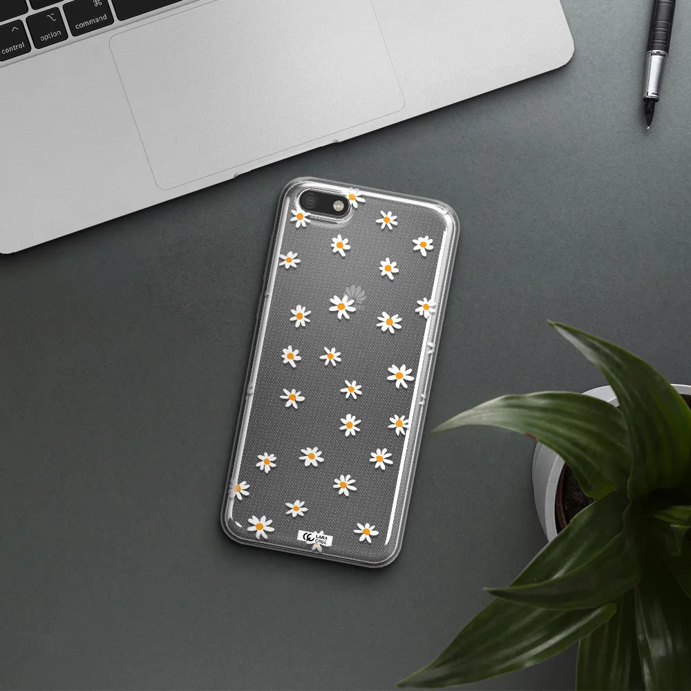 a white background with orange dots Huawei Y5 2018 Clear TPU Case