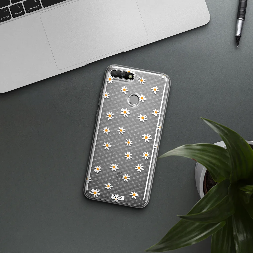 a white background with orange dots Huawei Y6 Prime 2018 Clear TPU Case