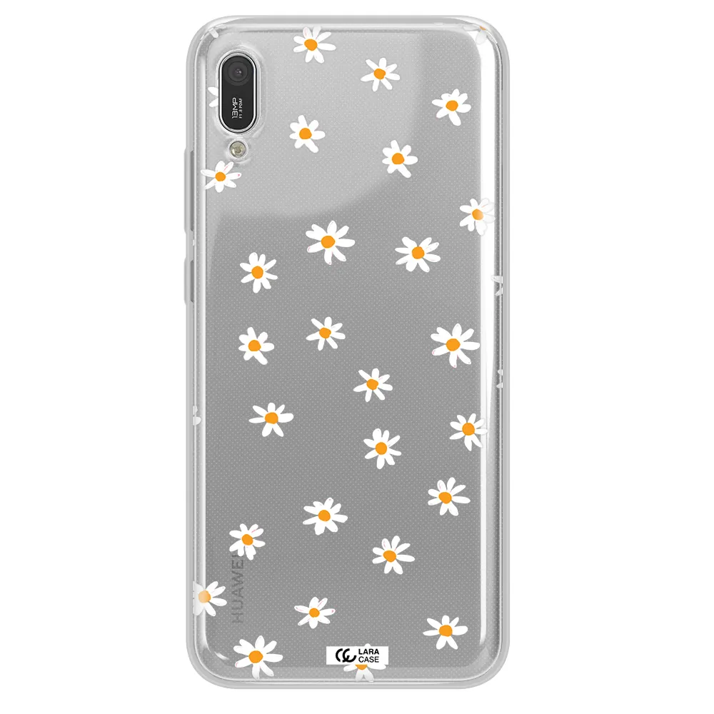 a white background with orange dots Huawei Y6 Pro 2019 Clear TPU Case
