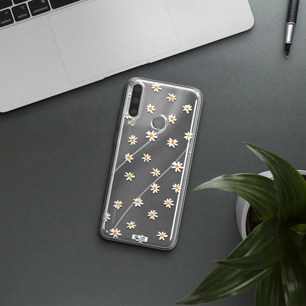 a white background with orange dots Huawei Y6P Clear TPU Case