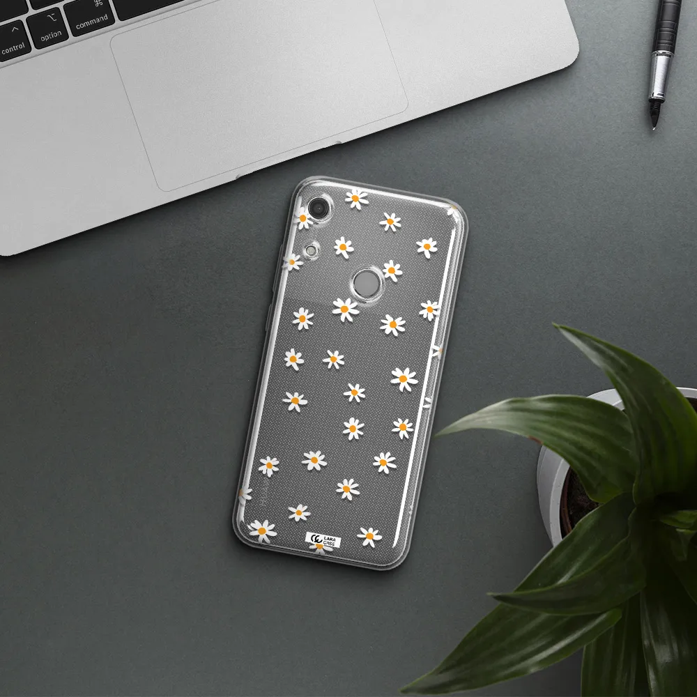 a white background with orange dots Huawei Y6S Clear TPU Case