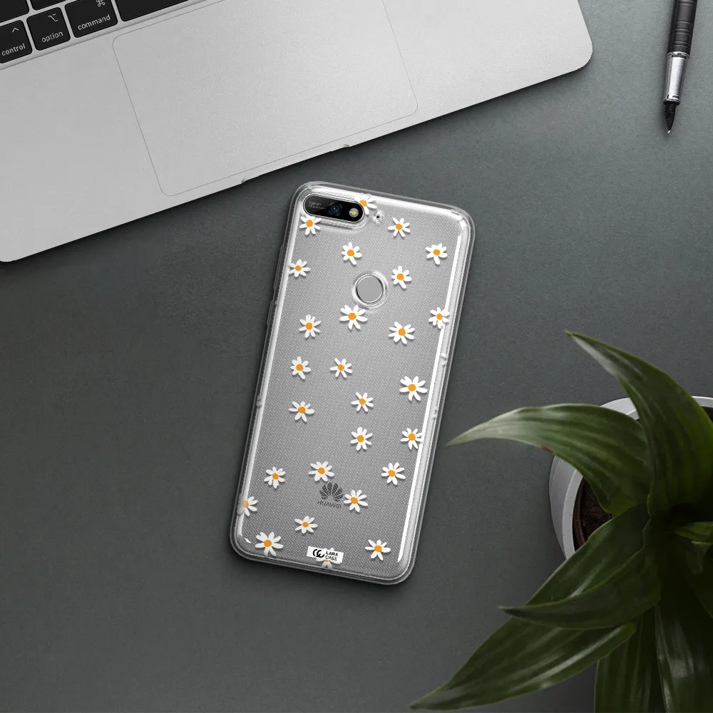 a white background with orange dots Huawei Y7 2018 Clear TPU Case