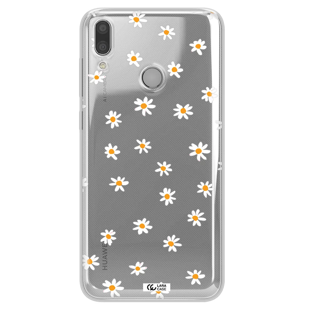 a white background with orange dots Huawei Y9 2019 Clear TPU Case