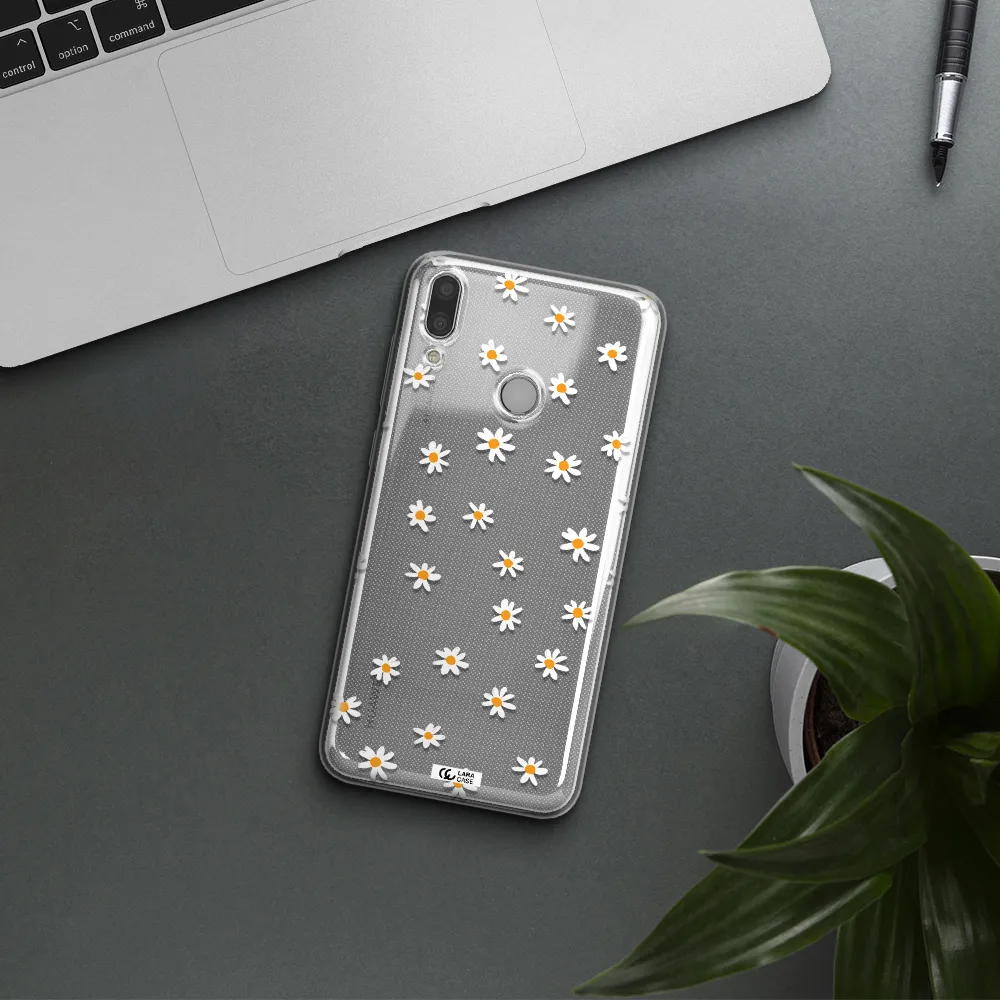 a white background with orange dots Huawei Y9 2019 Clear TPU Case