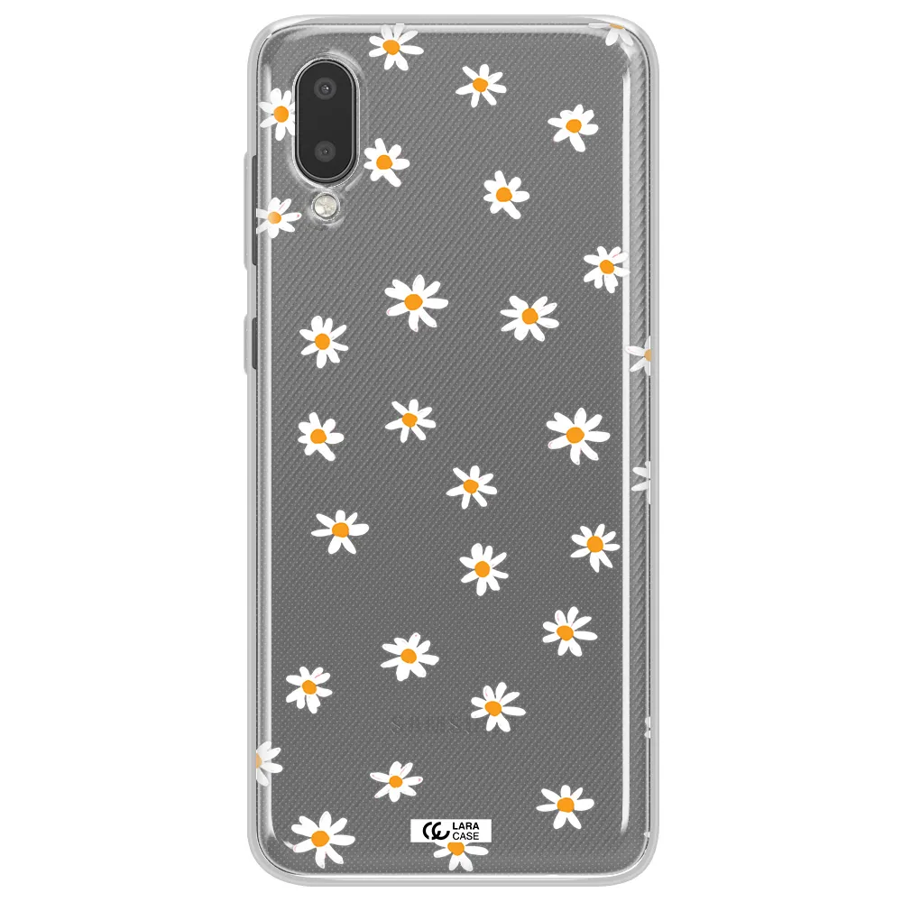 a white background with orange dots Samsung A02 Clear TPU Case