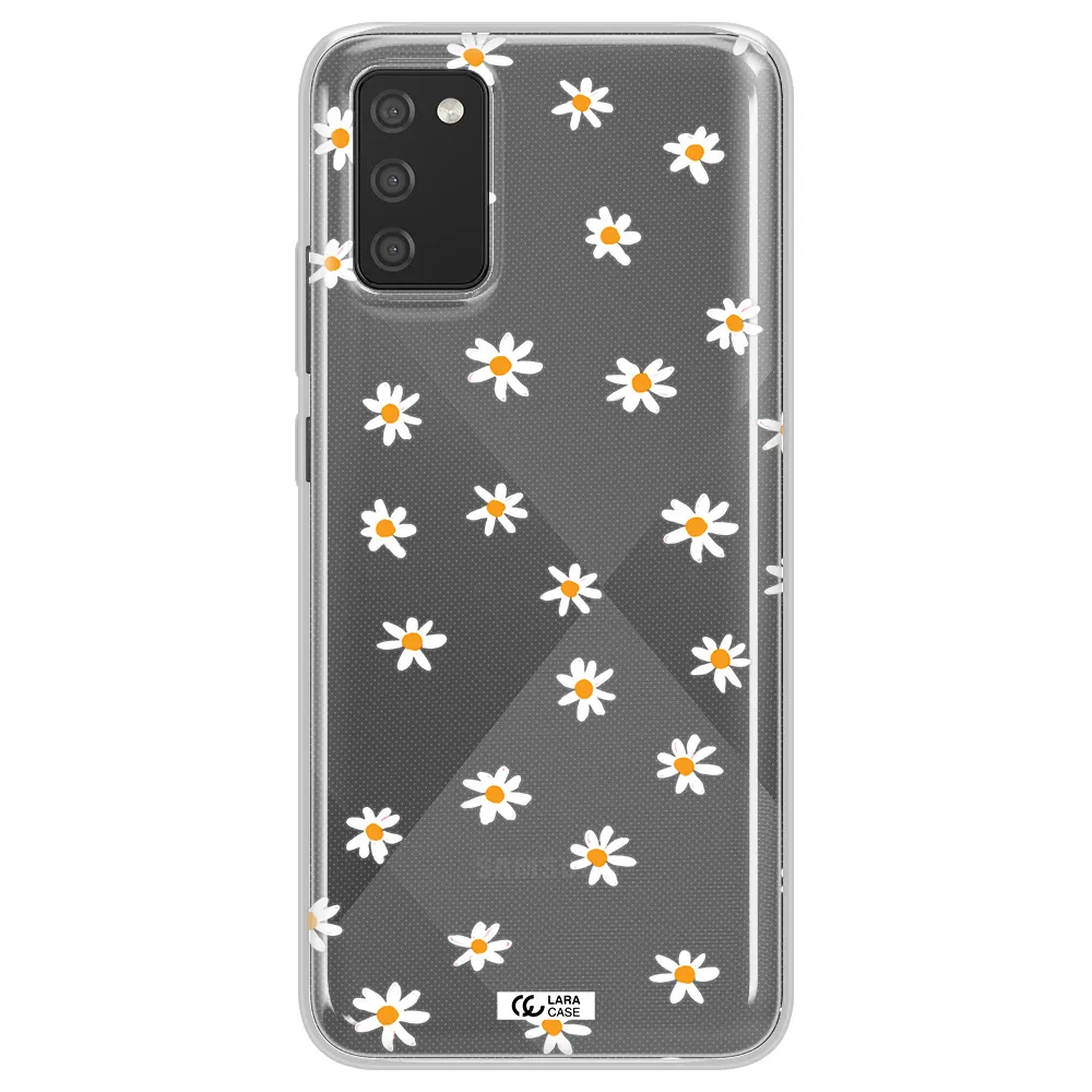 a white background with orange dots Samsung A02S Clear TPU Case