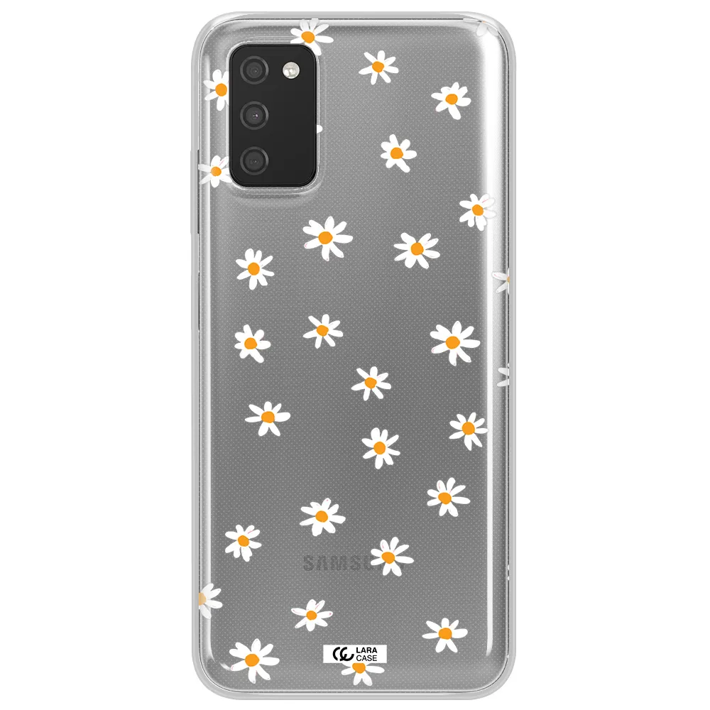 a white background with orange dots Samsung A03S Clear TPU Case