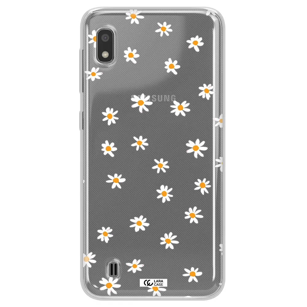 a white background with orange dots Samsung A10 Clear TPU Case