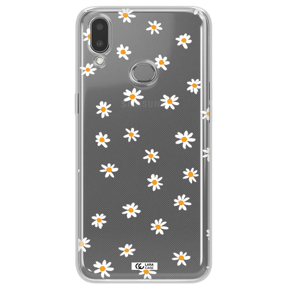 a white background with orange dots Samsung A10S Clear TPU Case