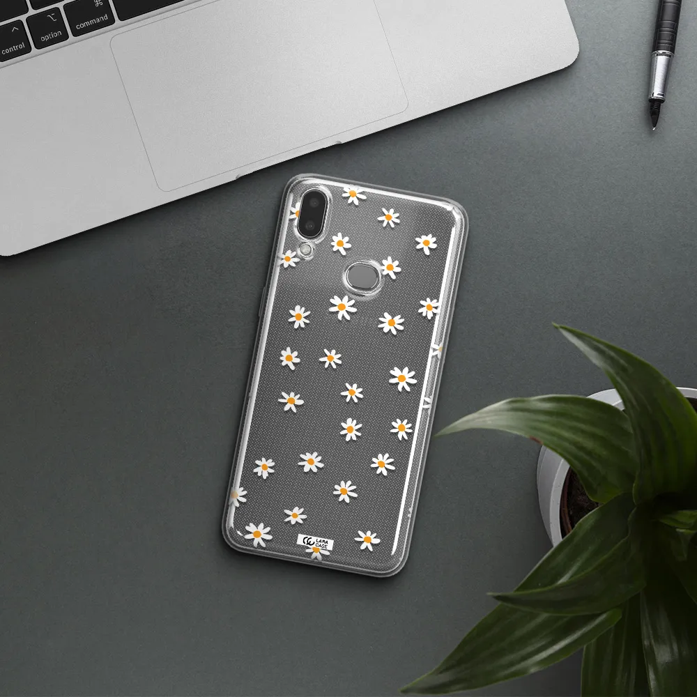 a white background with orange dots Samsung A10S Clear TPU Case