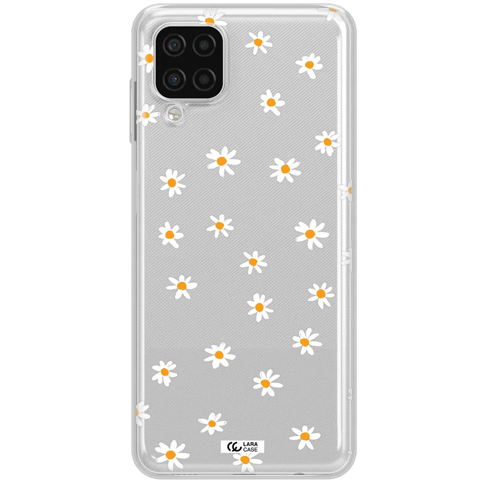 a white background with orange dots Samsung A12 4g Clear TPU Case