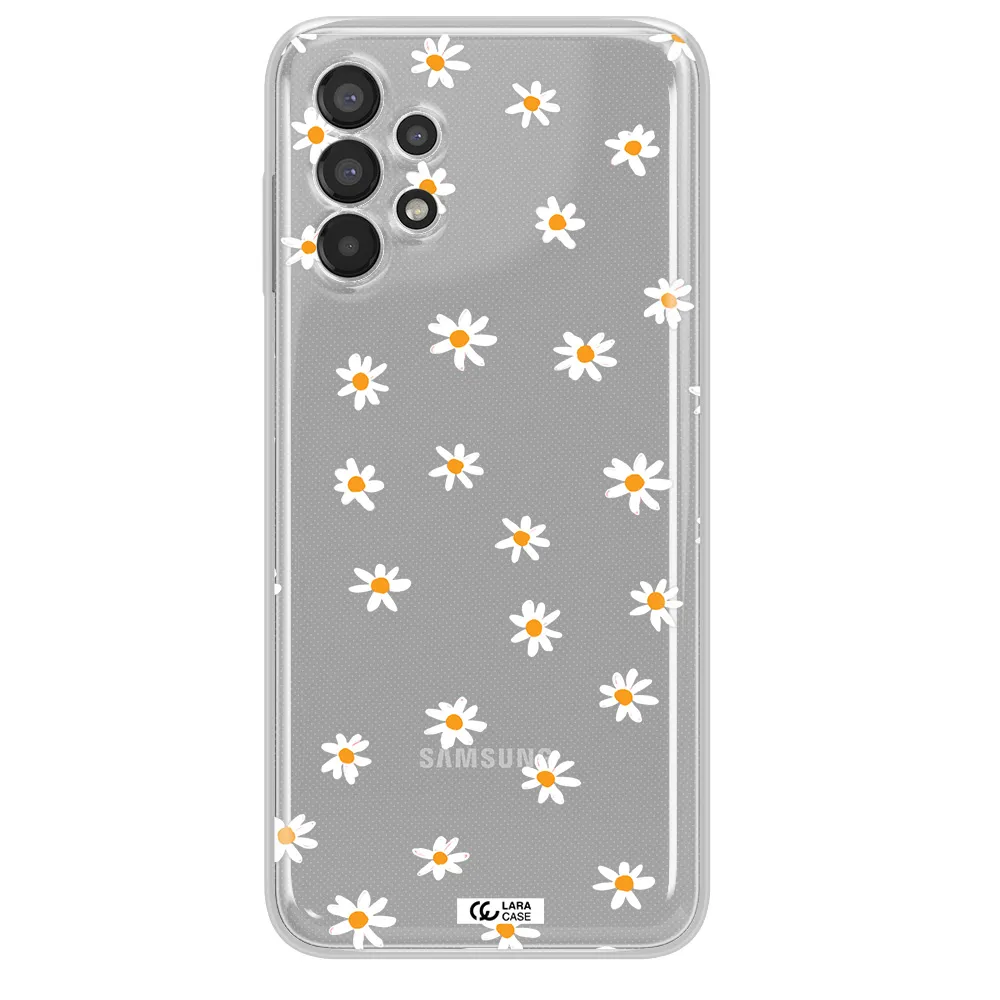 a white background with orange dots Samsung A13 Clear TPU Case