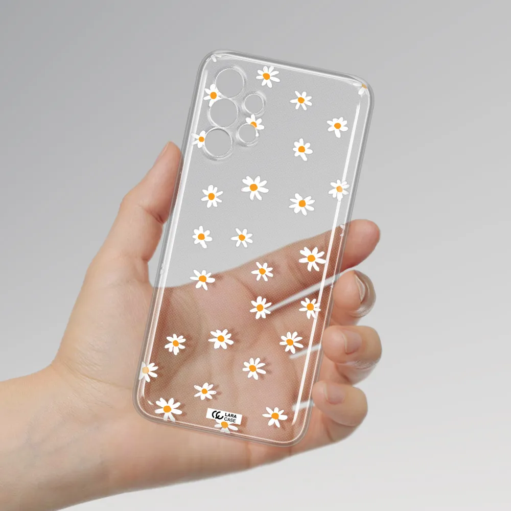 a white background with orange dots Samsung A13 Clear TPU Case