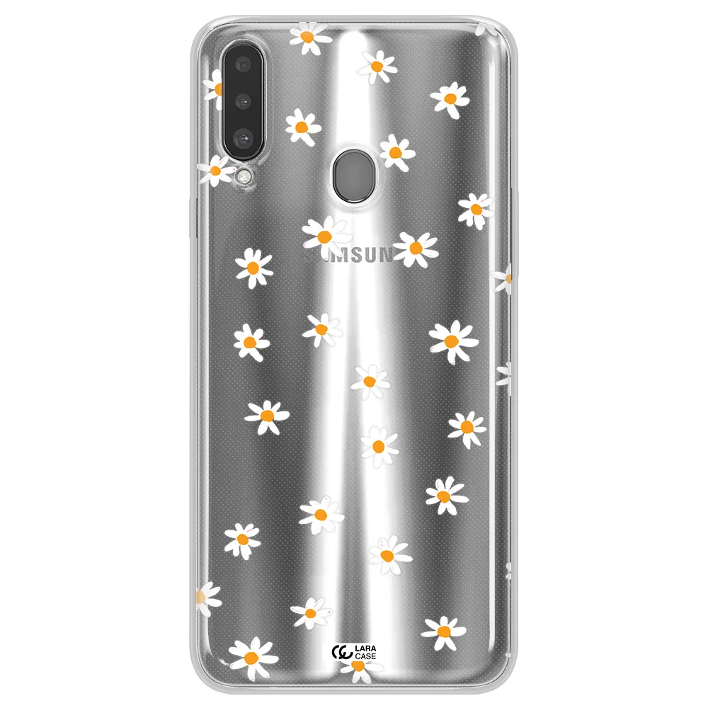 a white background with orange dots Samsung A20S Clear TPU Case