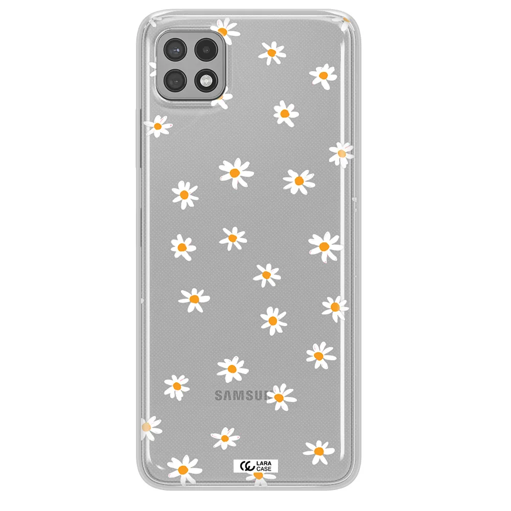 a white background with orange dots Samsung A22 5g Clear TPU Case