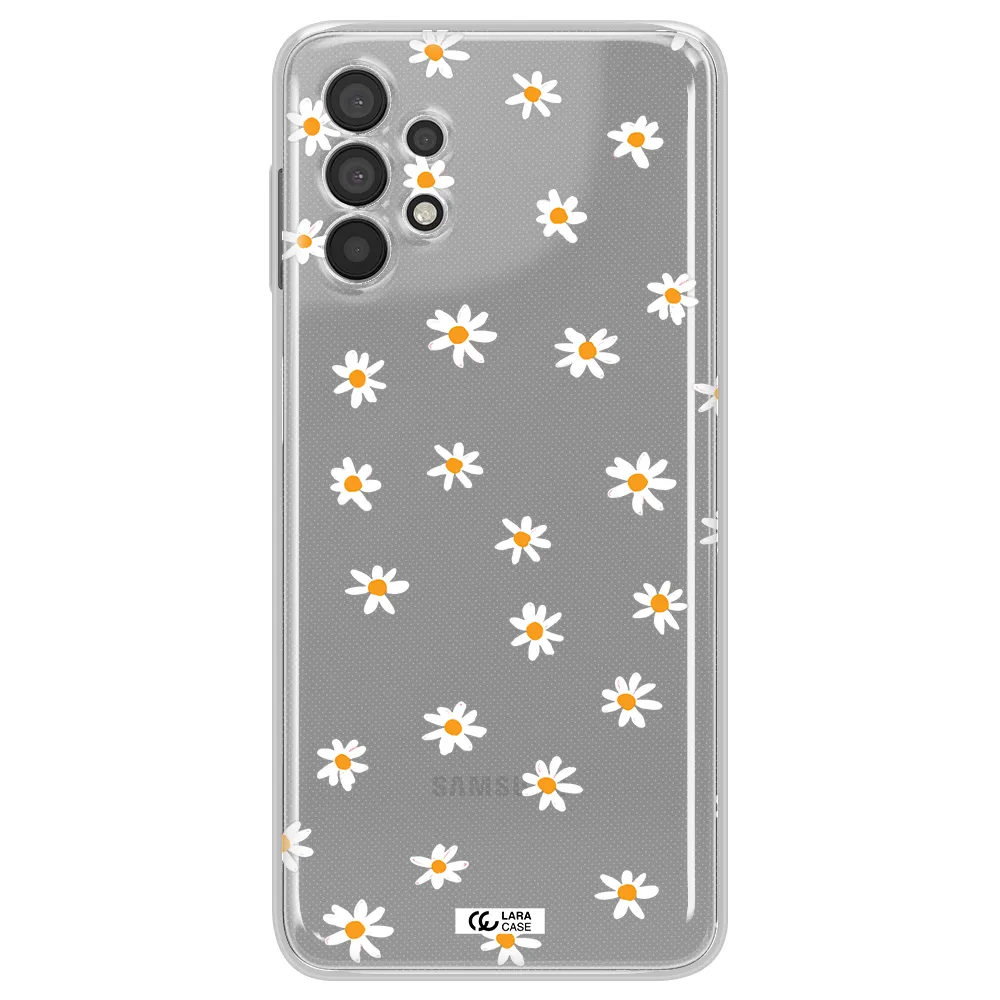 a white background with orange dots Samsung A32 Clear TPU Case