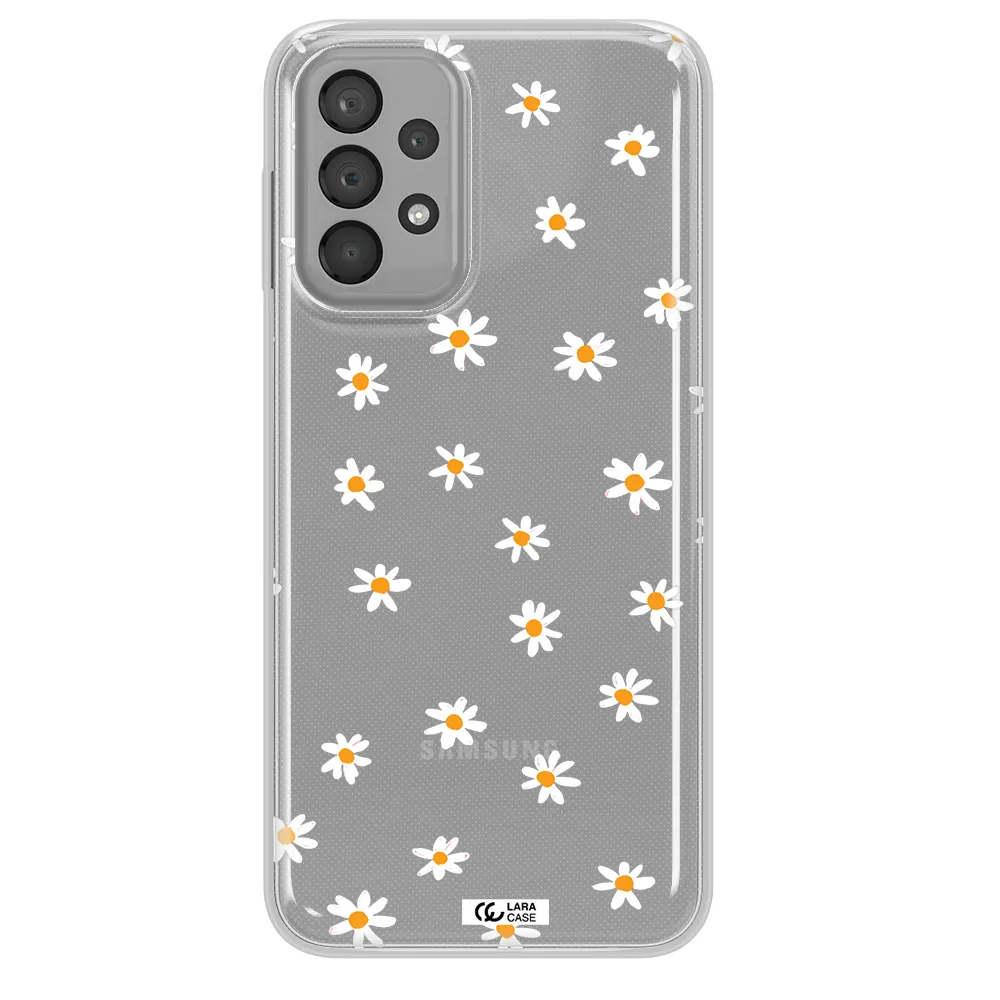 a white background with orange dots Samsung A33 Clear TPU Case