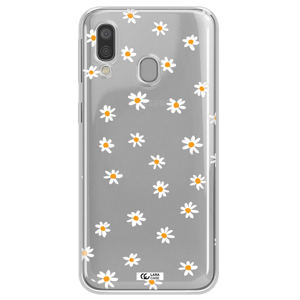 a white background with orange dots Samsung A40 Clear TPU Case
