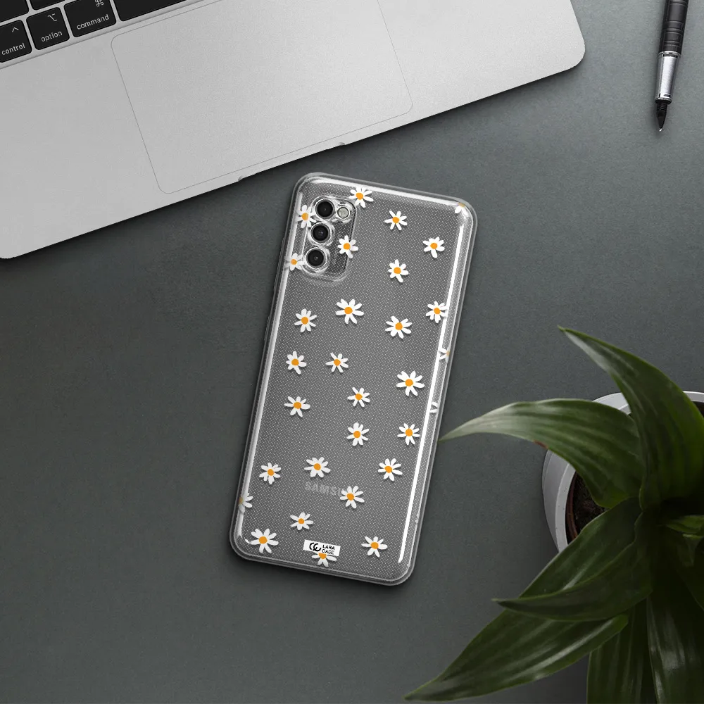 A White Background With Orange Dots Samsung A41 Clear Tpu Case