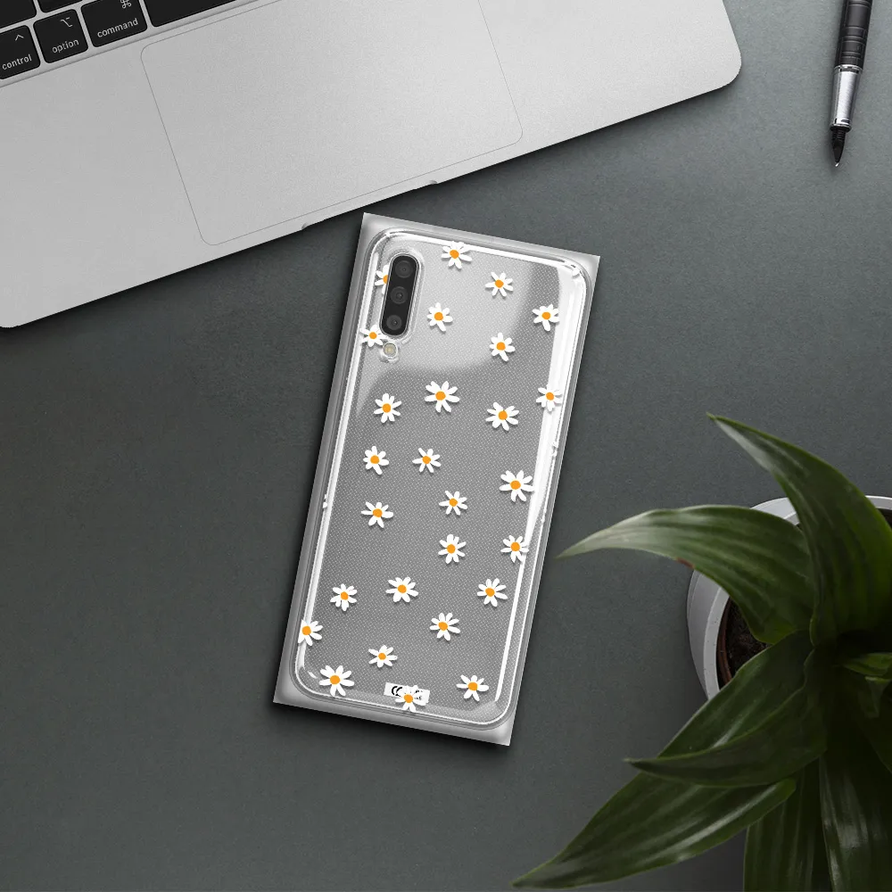A White Background With Orange Dots Samsung A50S Clear Tpu Case