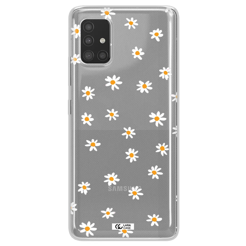a white background with orange dots Samsung A51 Clear TPU Case