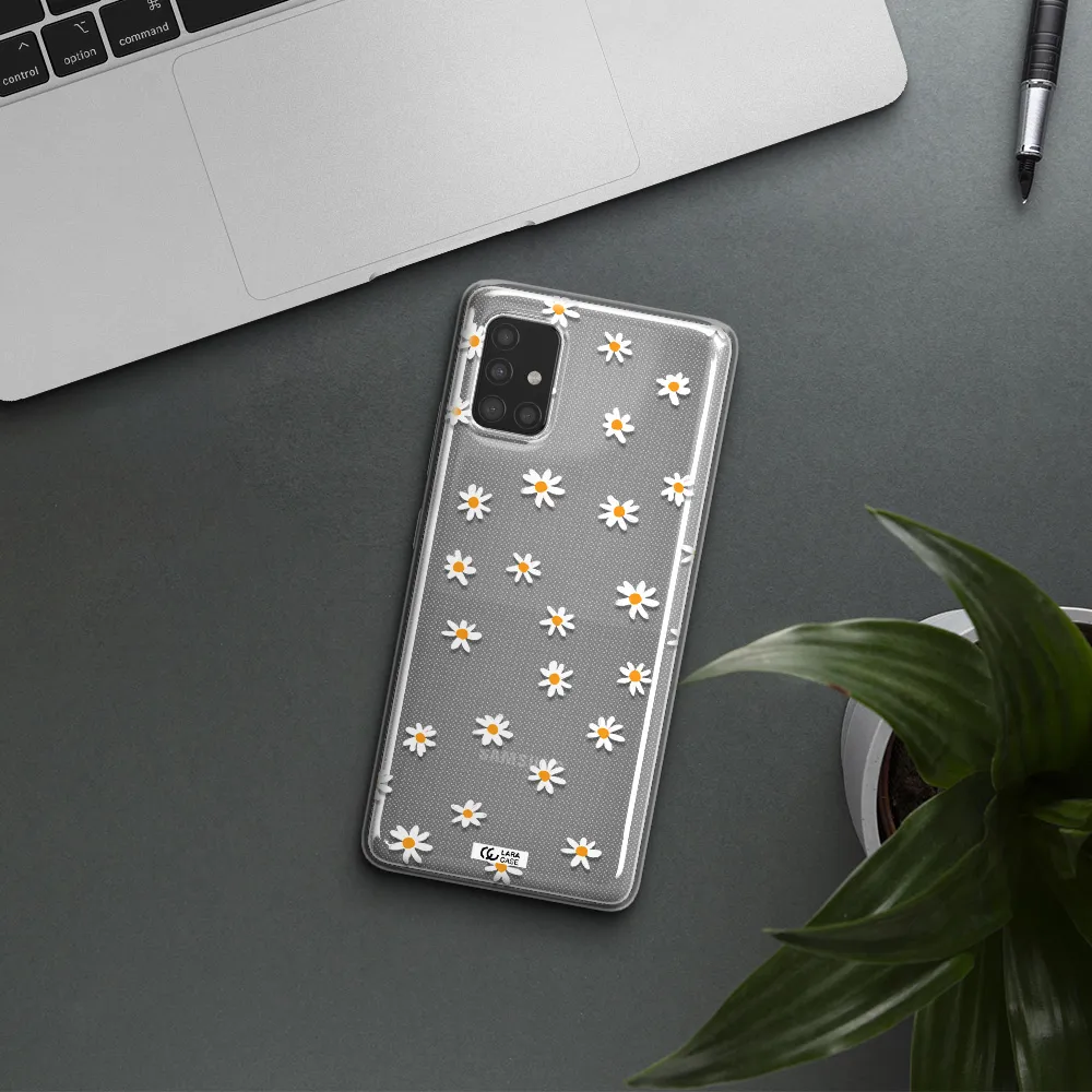 a white background with orange dots Samsung A51 Clear TPU Case