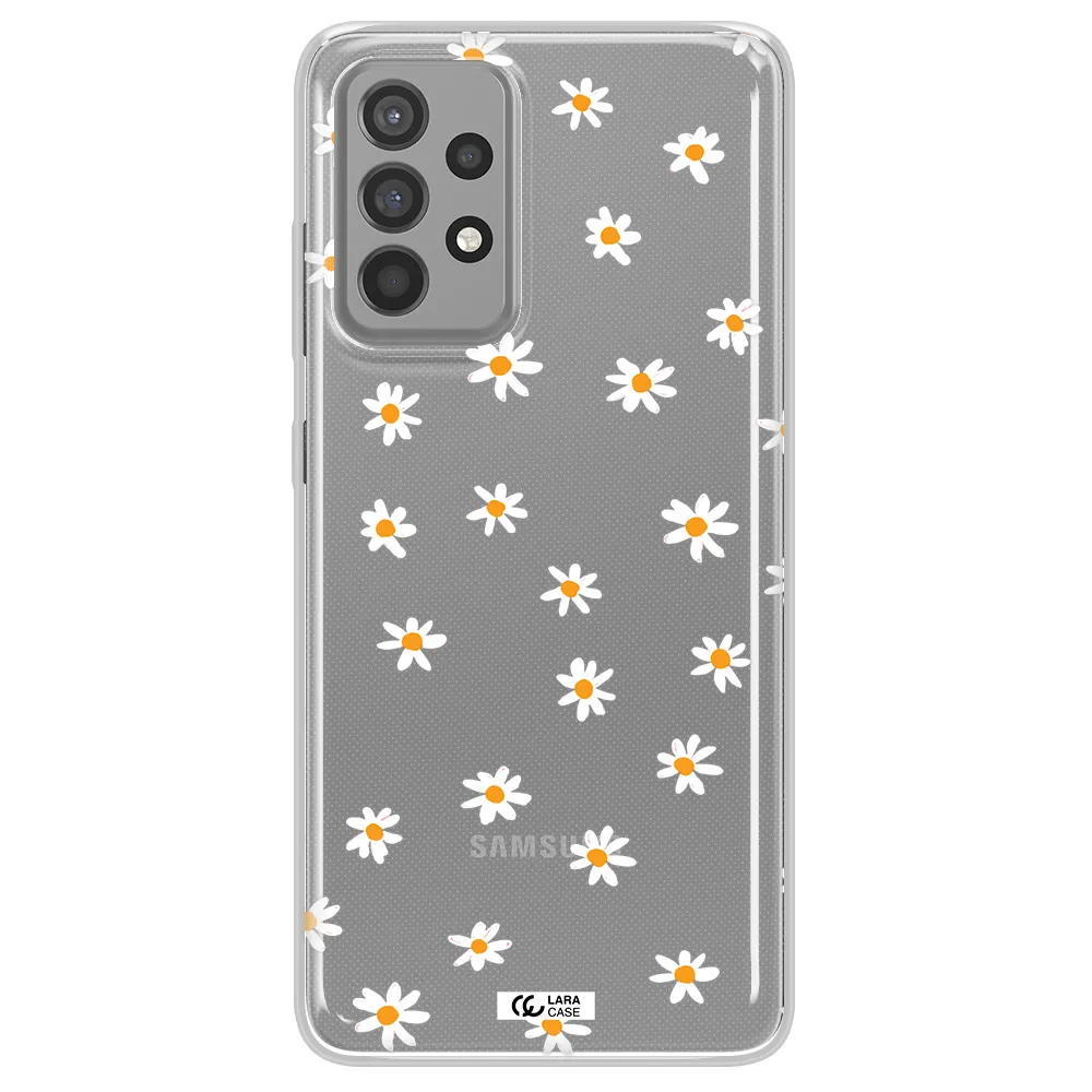 a white background with orange dots Samsung A52 Clear TPU Case