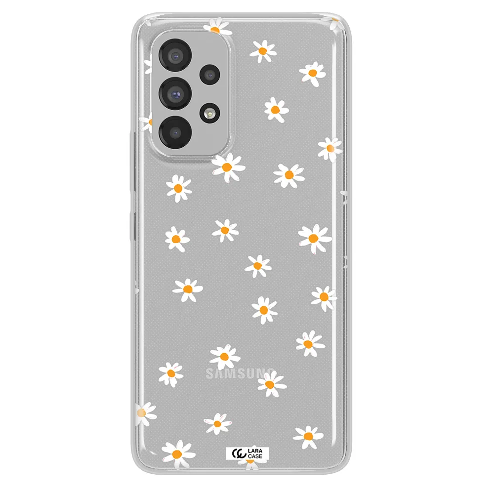 a white background with orange dots Samsung A53 Clear TPU Case