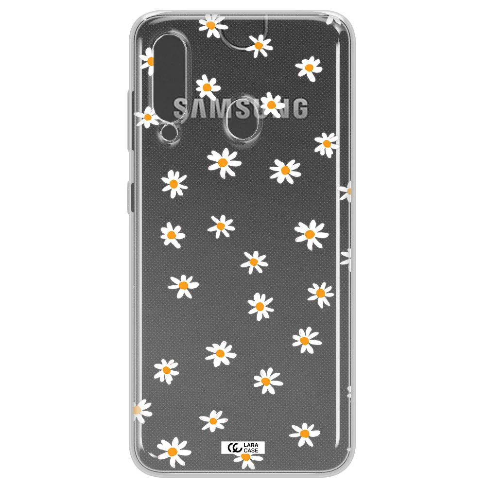 a white background with orange dots Samsung A60 Clear TPU Case