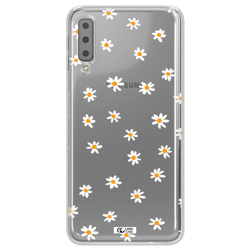 a white background with orange dots Samsung A7 2018 Clear TPU Case